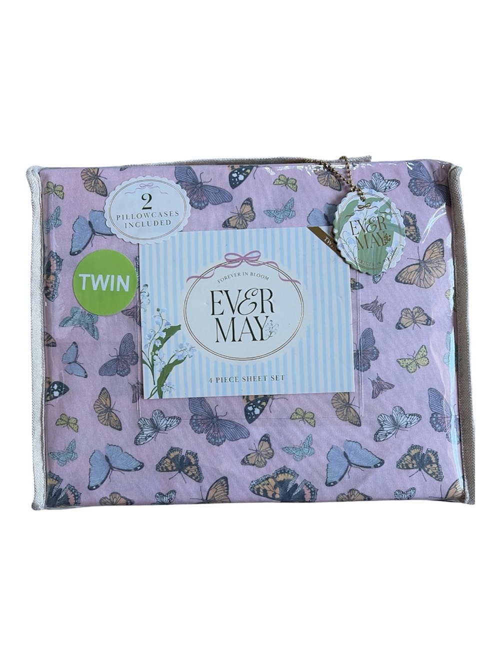 NWT 4 piece Twin Sheet Set in Butterfly Print